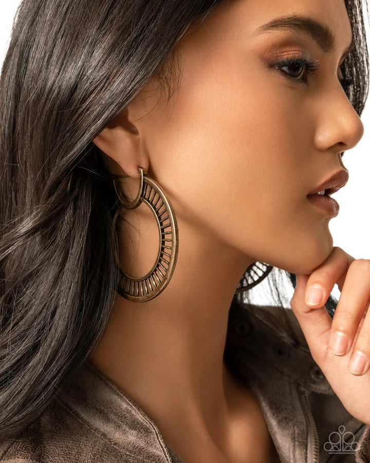 Set the Scene - Brass Ladder Hoop Earrings
