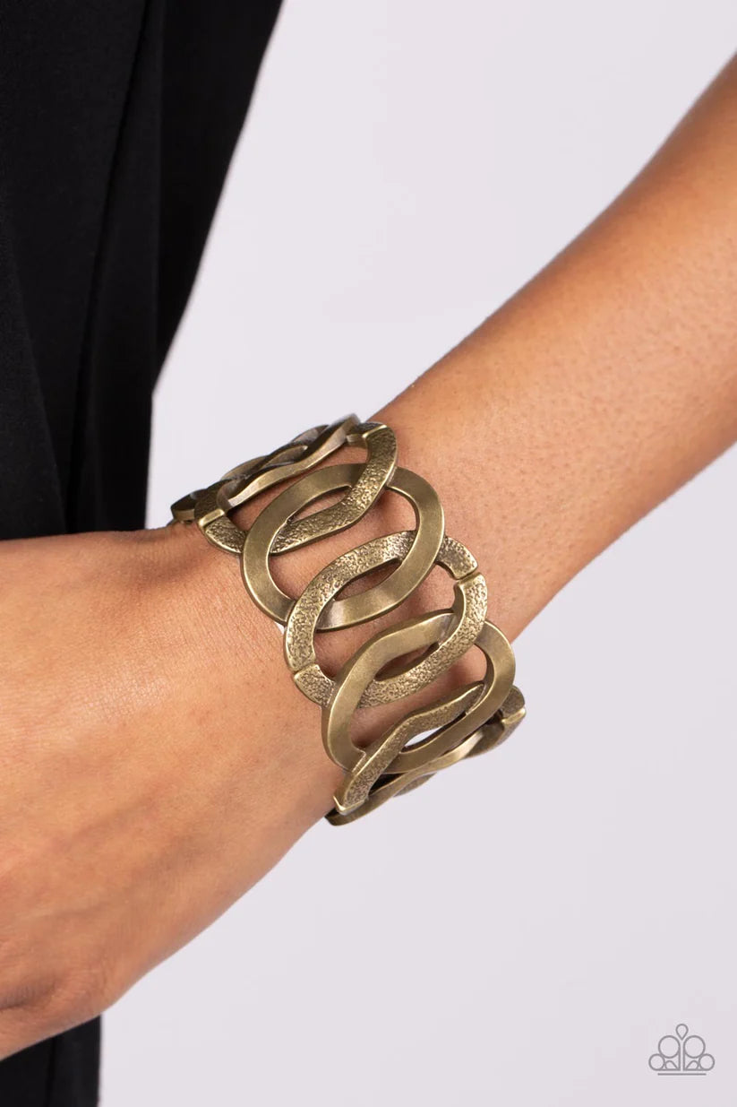 Industrial Indulgence -Brass stretchy Bracelet
