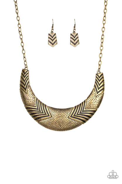 Geographic Goddess Brass Necklace