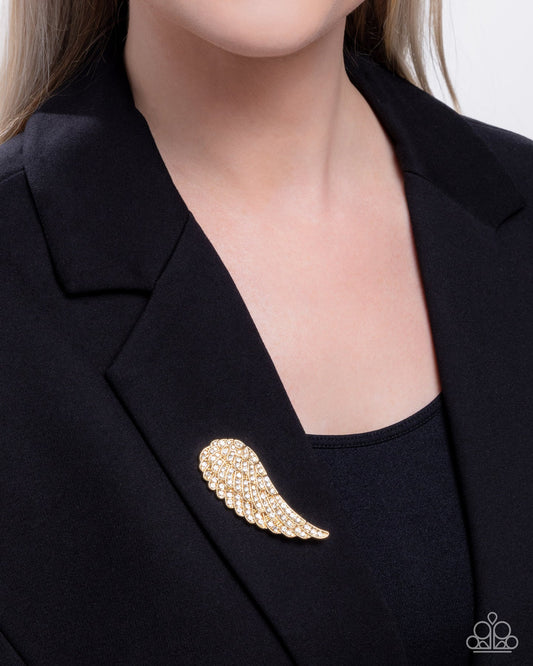 Angelic Affection - Gold Angel Wing Brooch