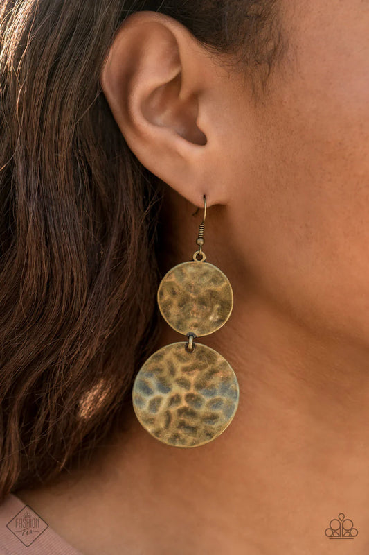 Hardware Headed Brass Earrings