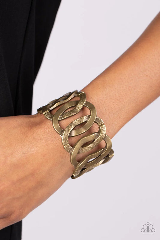 Industrial Indulgence -Brass stretchy Bracelet